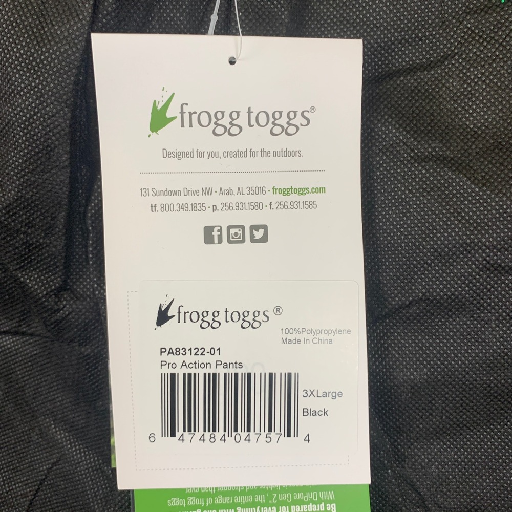Frogg Toggs Pro Action Rain Pants Men 3XL Waterproof Fishing Hunting Outdoor NWT - Picture 12 of 16